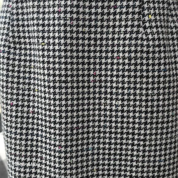 Black White Colorful Checkered Pencil Plaid Midi Skirt Norton McNaughton 8P - Picture 2 of 8
